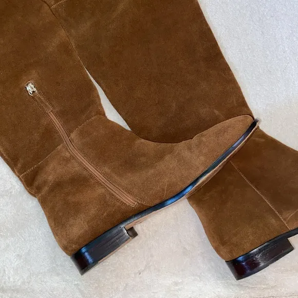 J Crew over the knee walnut brown suede boots Sz 12