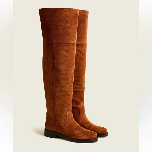 J Crew over the knee walnut brown suede boots Sz 12