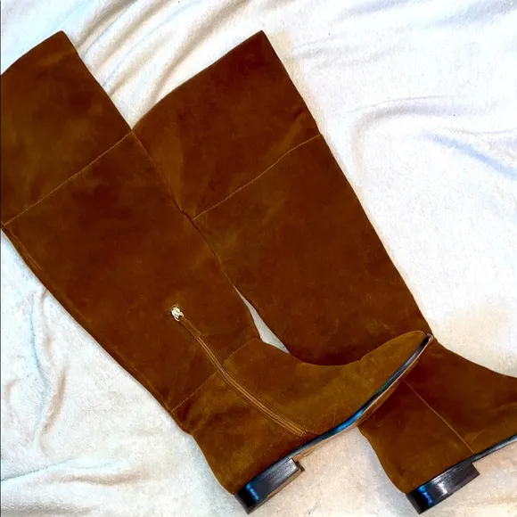 J Crew over the knee walnut brown suede boots Sz 12
