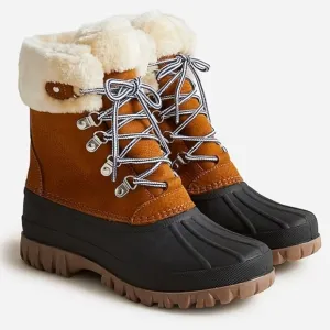 J crew Perfect Winter boots with sherpa pecan camel