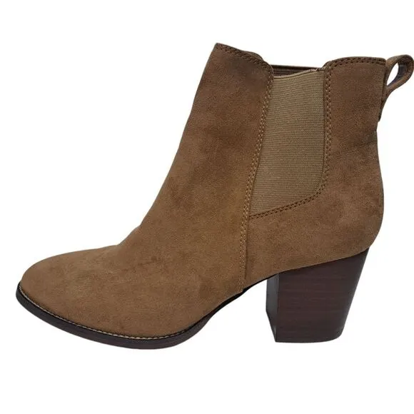 J. Crew Rory Microsuede Western Heeled Boots  Size 8.5 Walnut