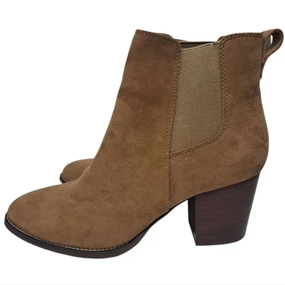 J. Crew Rory Microsuede Western Heeled Boots  Size 8.5 Walnut