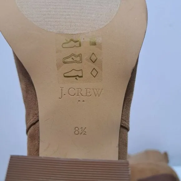 J. Crew Rory Microsuede Western Heeled Boots  Size 8.5 Walnut