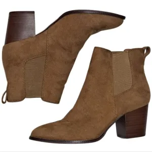 J. Crew Rory Microsuede Western Heeled Boots  Size 8.5 Walnut