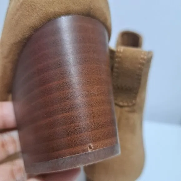 J. Crew Rory Microsuede Western Heeled Boots  Size 8.5 Walnut