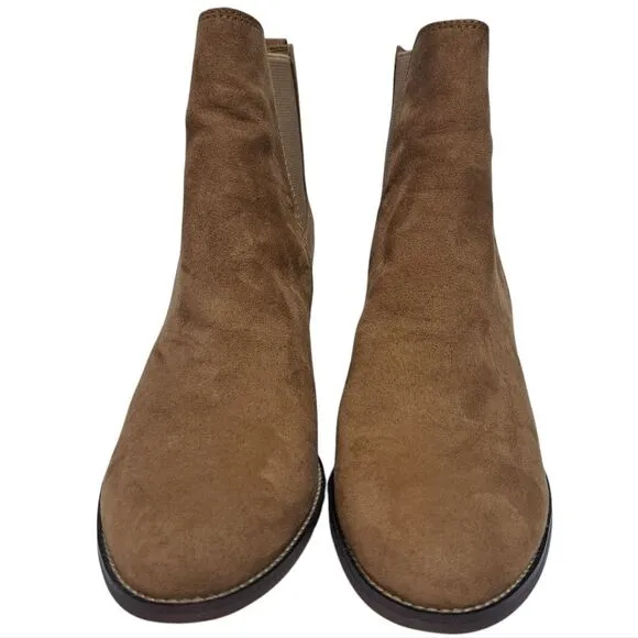 J. Crew Rory Microsuede Western Heeled Boots  Size 8.5 Walnut