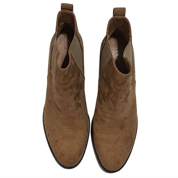 J. Crew Rory Microsuede Western Heeled Boots  Size 8.5 Walnut