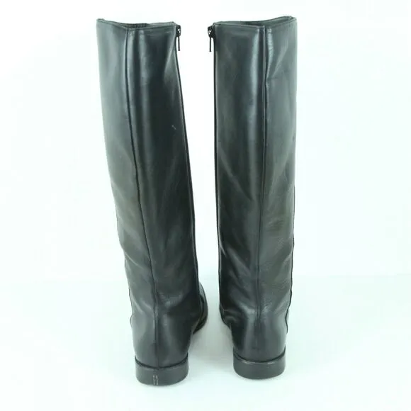 J Crew Women's 7.5 Riding Boots Equestrian Black Leather Old Money Preppy Tall