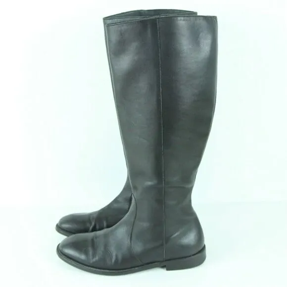 J Crew Women's 7.5 Riding Boots Equestrian Black Leather Old Money Preppy Tall