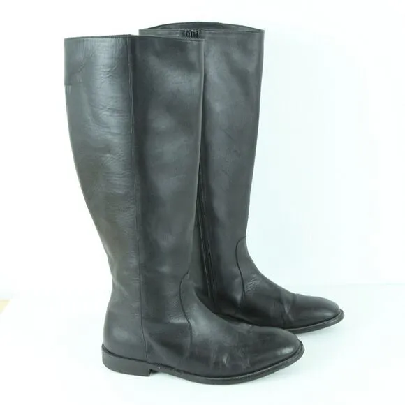 J Crew Women's 7.5 Riding Boots Equestrian Black Leather Old Money Preppy Tall