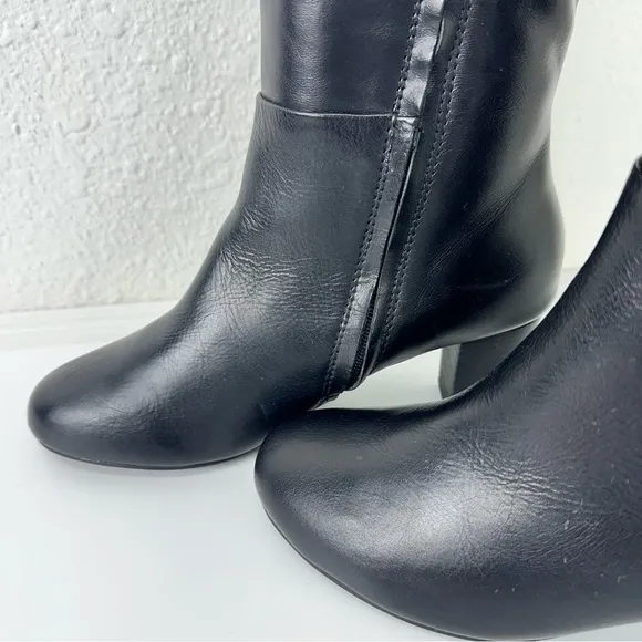 J. Jill Black Leather Riding Knee High Equestrian Heeled Boots Sz 9 side zipper
