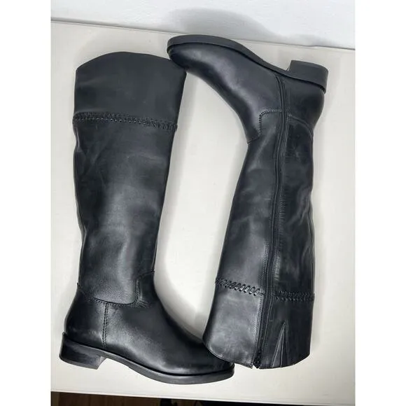 Jack Rogers Women Adaline Black Leather Riding Equestrian Tall Boots Size 6