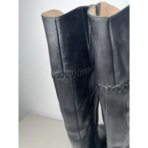Jack Rogers Women Adaline Black Leather Riding Equestrian Tall Boots Size 6