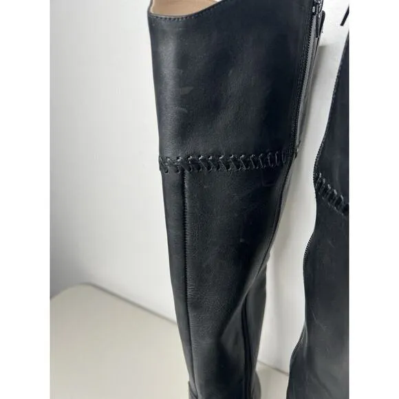 Jack Rogers Women Adaline Black Leather Riding Equestrian Tall Boots Size 6