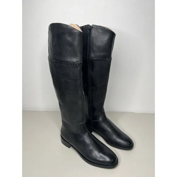 Jack Rogers Women Adaline Black Leather Riding Equestrian Tall Boots Size 6