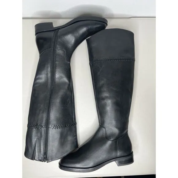 Jack Rogers Women Adaline Black Leather Riding Equestrian Tall Boots Size 6