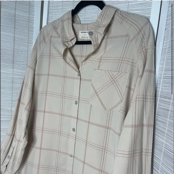 JACKSON ROWE Beau Dress Sandcastle Plaid Western Shirtdress Sz M Cottage…