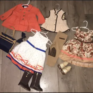 Janie &amp; Jack Riding Horses Coat , Vest, Dresses, Purse Shoes Size 6 -12 months