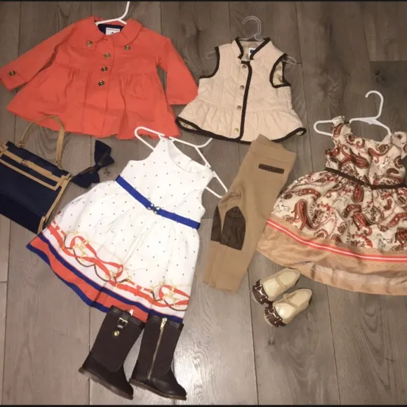 Janie &amp; Jack Riding Horses Coat , Vest, Dresses, Purse Shoes Size 6 -12 months