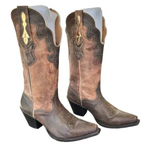 J.B Dillon Goat Skin Leather Snip Toe Cowgirl Western Cowboy Boots Women’s 9