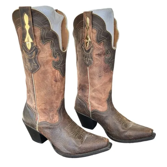 J.B Dillon Goat Skin Leather Snip Toe Cowgirl Western Cowboy Boots Women’s 9