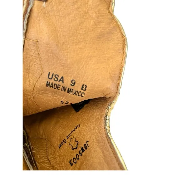 J.B Dillon Goat Skin Leather Snip Toe Cowgirl Western Cowboy Boots Women’s 9