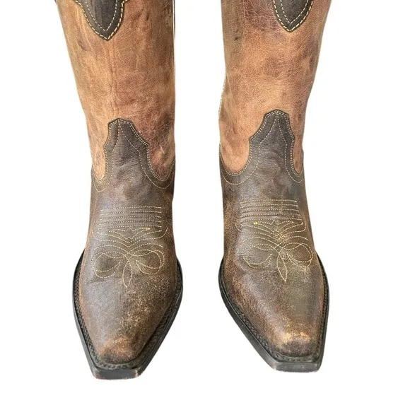 J.B Dillon Goat Skin Leather Snip Toe Cowgirl Western Cowboy Boots Women’s 9