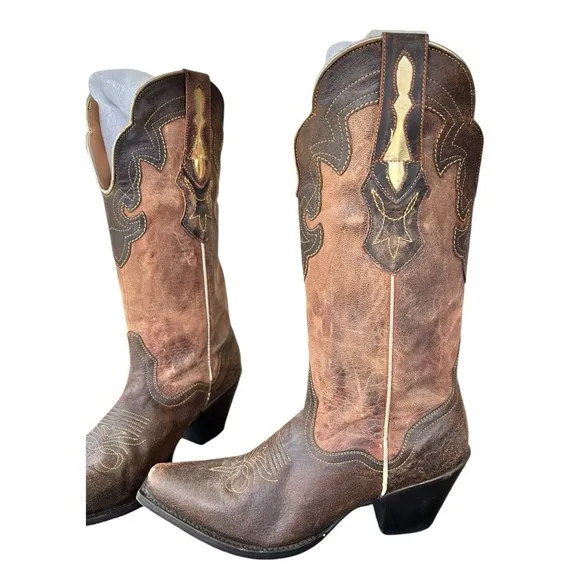 J.B Dillon Goat Skin Leather Snip Toe Cowgirl Western Cowboy Boots Women’s 9