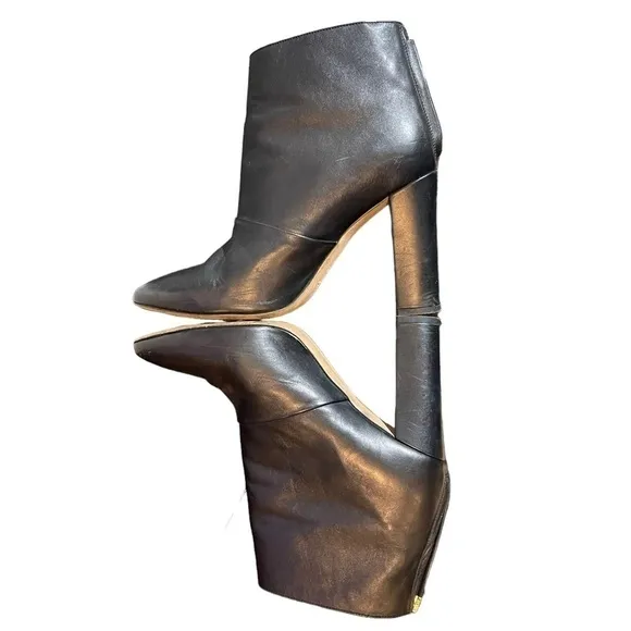 J.Crew Adele Leather Ankle Heel Boots, Zipper Closure, Black, Size 8.5 classic
