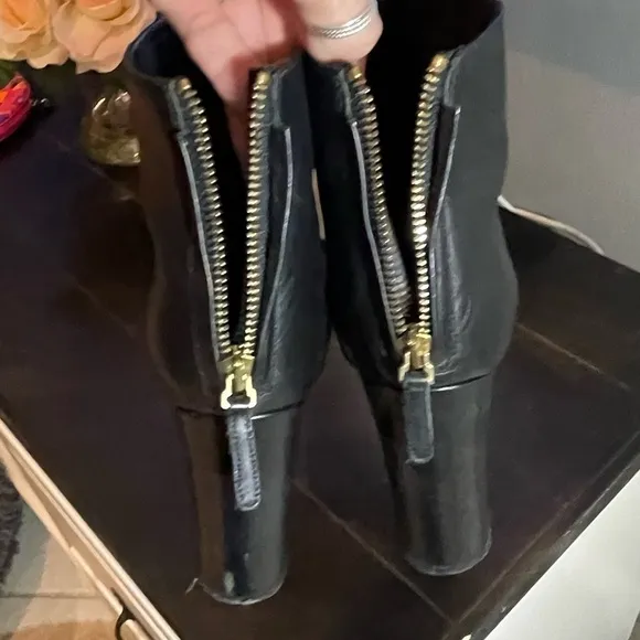 J.Crew Adele Leather Ankle Heel Boots, Zipper Closure, Black, Size 8.5 classic