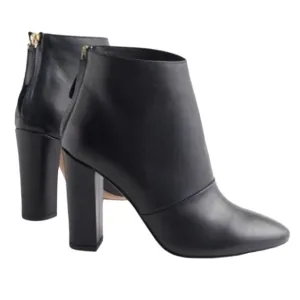 J.Crew Adele Leather Ankle Heel Boots, Zipper Closure, Black, Size 8.5 classic