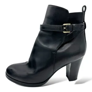 J.CREW Ankle Boots Platform Sz. 9 Black Leather Belted Made in ITALY Women's 10