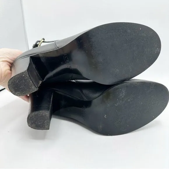 J.CREW Ankle Boots Platform Sz. 9 Black Leather Belted Made in ITALY Women's 10
