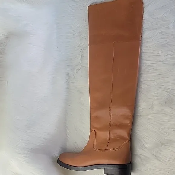 J.CREW NeW Tan Leather Over-The-Knee Fold Over Pull On Equestrian Riding Boots