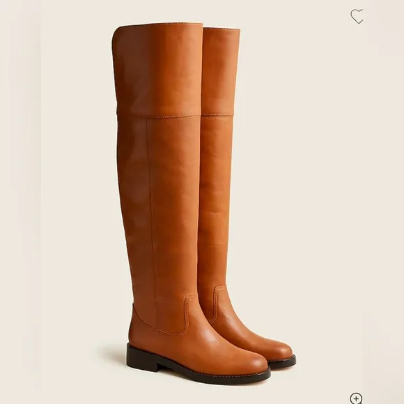 J.CREW NeW Tan Leather Over-The-Knee Fold Over Pull On Equestrian Riding Boots
