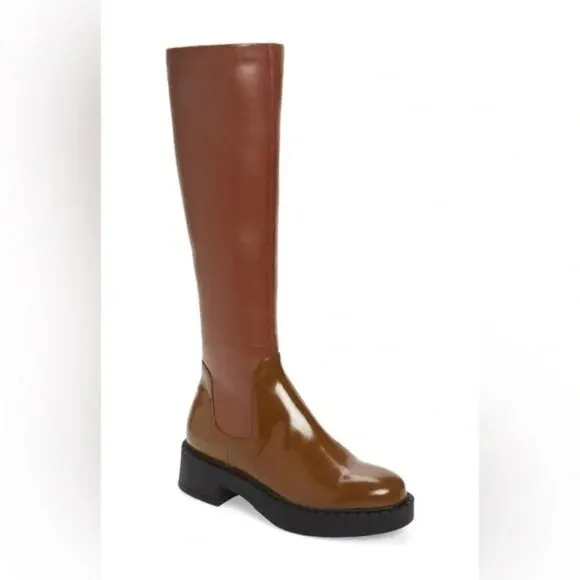 Jeffrey Campbell Lennard Knee High Boots Two Tone Brown/Green size 8 NWOT