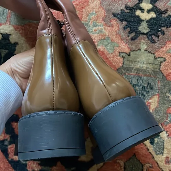 Jeffrey Campbell Lennard Knee High Boots Two Tone Brown/Green size 8 NWOT