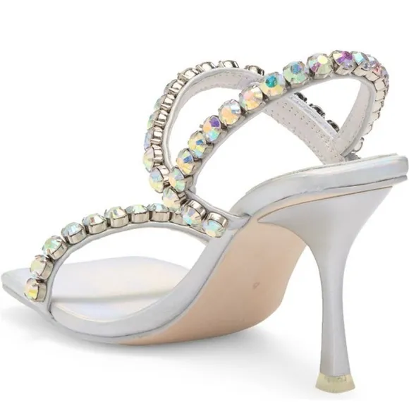Jeffrey Campbell Silver Rhinestone Sparkle Strappy Heel Size 7.5 Anthropologie