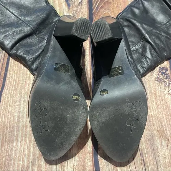 JESSICA SIMPSON Tulip black leather boots Size 8.5