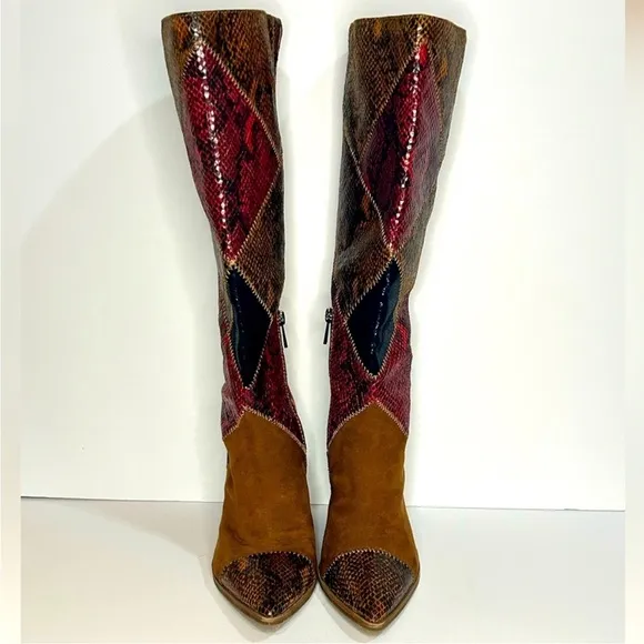 Jessica Simpson Women's Henlee Red Brown Faux Leather Knee-High Boots Size 9