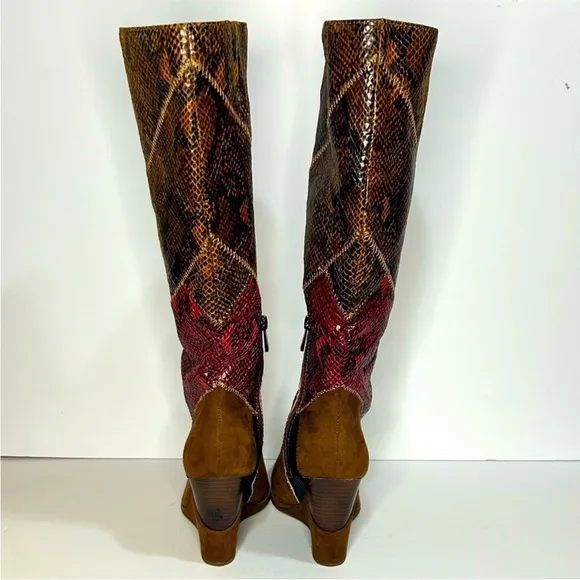 Jessica Simpson Women's Henlee Red Brown Faux Leather Knee-High Boots Size 9