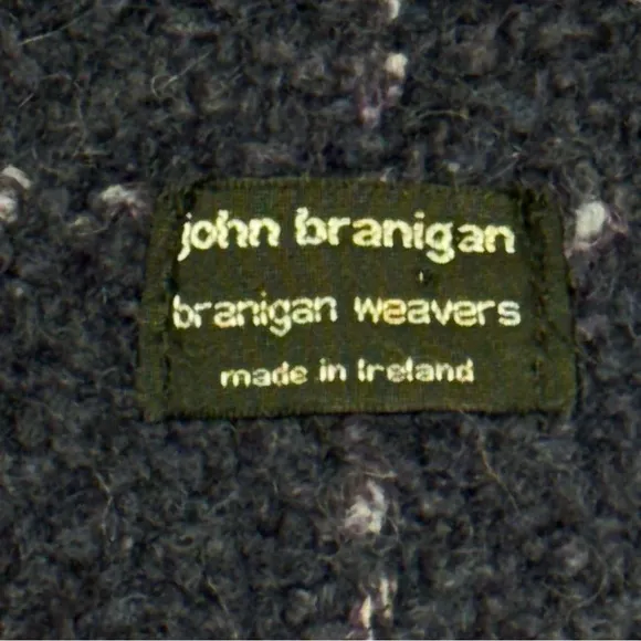 John Branigan Weavers Ireland Poncho Cape Jacket Blue Plaid Wool Tweed Boucle OS