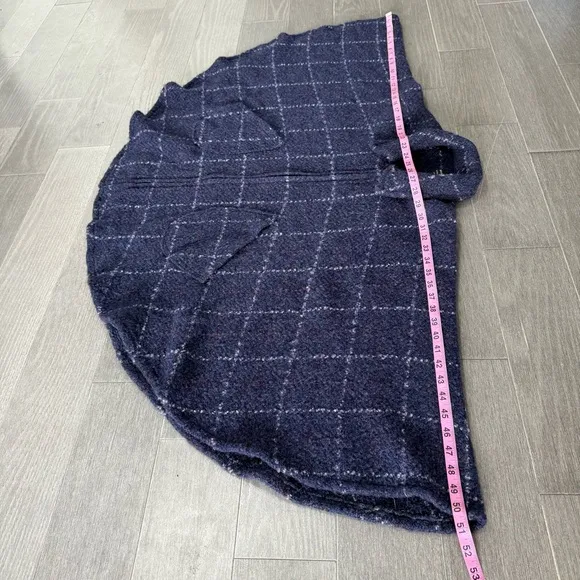 John Branigan Weavers Ireland Poncho Cape Jacket Blue Plaid Wool Tweed Boucle OS