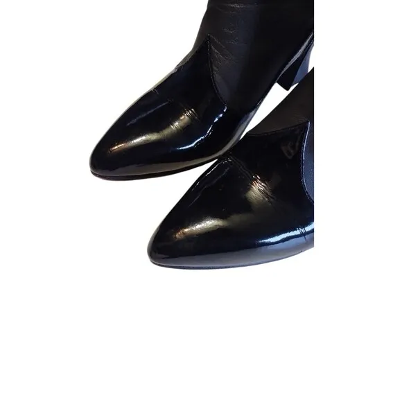 JOHN FLUEVOG POSER Ankle Boots Bootie Mixed Media Patent &amp; Soft Leather ~ Sz 6.5