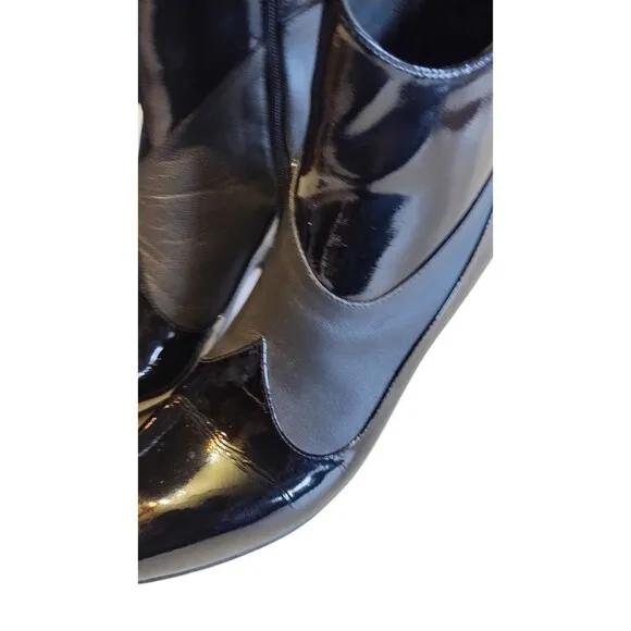 JOHN FLUEVOG POSER Ankle Boots Bootie Mixed Media Patent &amp; Soft Leather ~ Sz 6.5