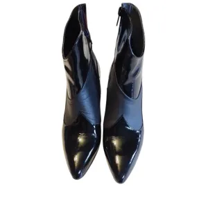 JOHN FLUEVOG POSER Ankle Boots Bootie Mixed Media Patent &amp; Soft Leather ~ Sz 6.5