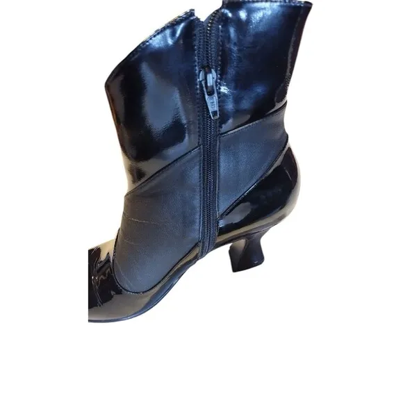 JOHN FLUEVOG POSER Ankle Boots Bootie Mixed Media Patent &amp; Soft Leather ~ Sz 6.5