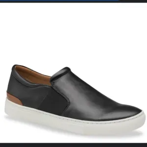 Johnston &amp; Murphy Banks black buttery soft leather slip on men’s shoes 10 1/2