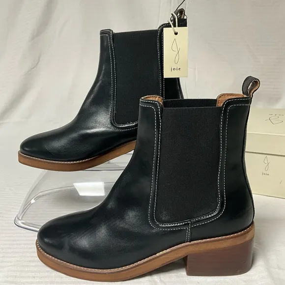 Joie Chelsea JJ Black Leather Ankle Boots‎ Size 8