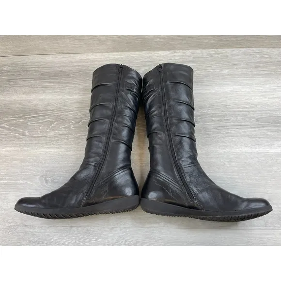 Josef Seibel Naly 23 79723 Women's 9.5 Black Leather Side Zip Tall Riding Boot